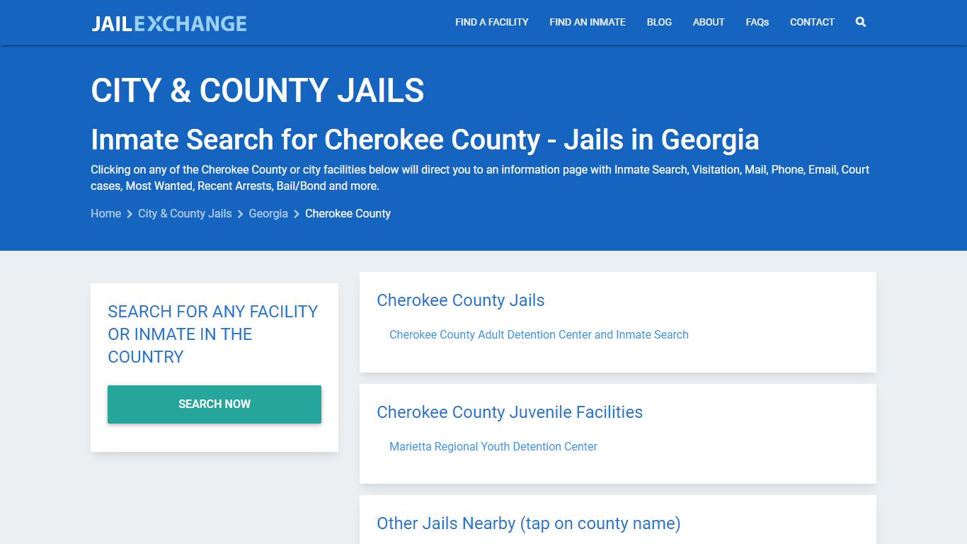 Inmate Search for Cherokee County | Jails in Georgia - Jail Exchange